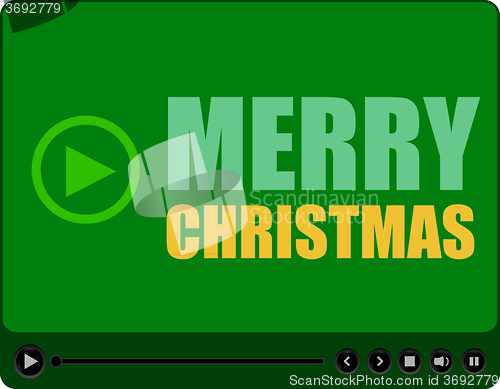 Image of Flat design vector button. merry christmas words on media player