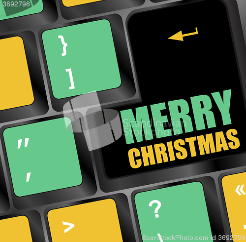 Image of Computer Keyboard with Merry Christmas Key vector illustration