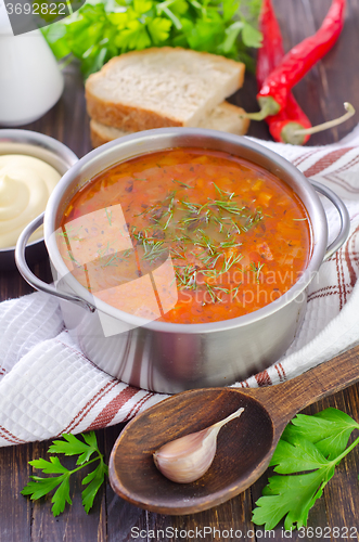 Image of soup with meat and rice