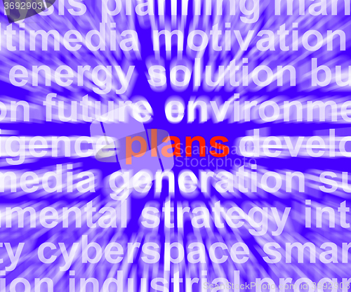 Image of Plans Word Means Objectives Agenda And Organising