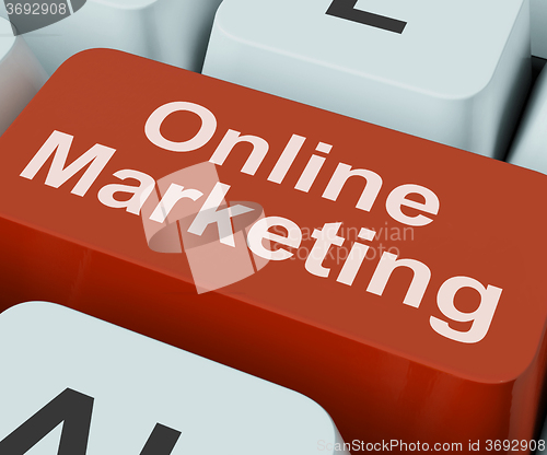 Image of Online Marketing Key Shows Web Emarketing And Sales