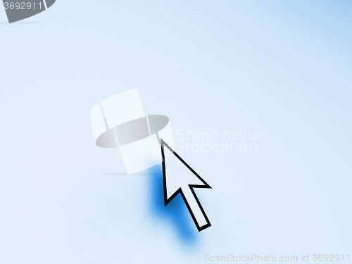 Image of Mouse Pointer On Blue Background Shows Blank Copyspace Website