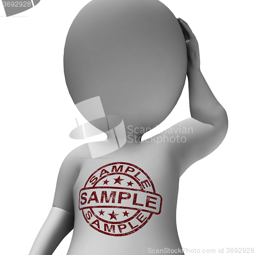 Image of Sample Stamp On Man Shows Example Or Taste