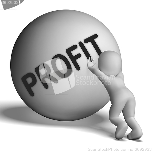 Image of Profit Uphill Character Shows Cash Wealth Revenue