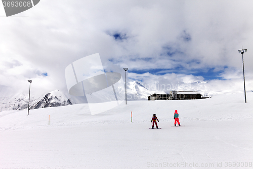 Image of Ski slope in cloudy day