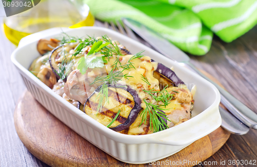 Image of eggplants with meat and cheese
