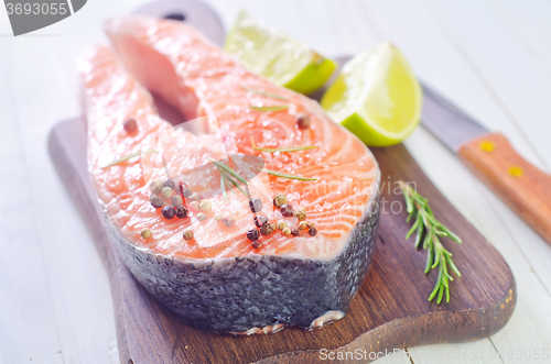 Image of raw salmon steak