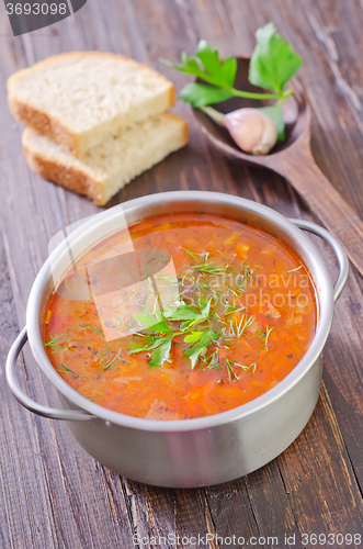 Image of soup with meat and rice