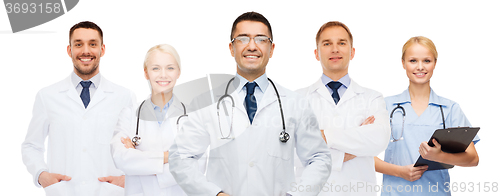 Image of group of doctors with clipboard and stethoscopes