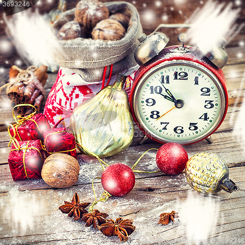 Image of Christmas card with alarm clock