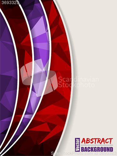 Image of Abstract purple brochure with light and dark polygons and red tr