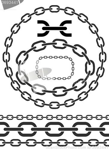 Image of Chain icons, parts, circles of chains. 