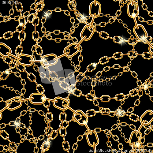 Image of Gold chain on black.  seamless 