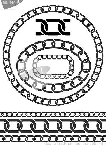 Image of Chain icons, parts, circles of chains. 
