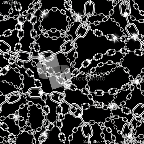 Image of Silver chain on black.  seamless 