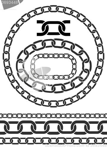 Image of Chain icons, parts, circles of chains. 