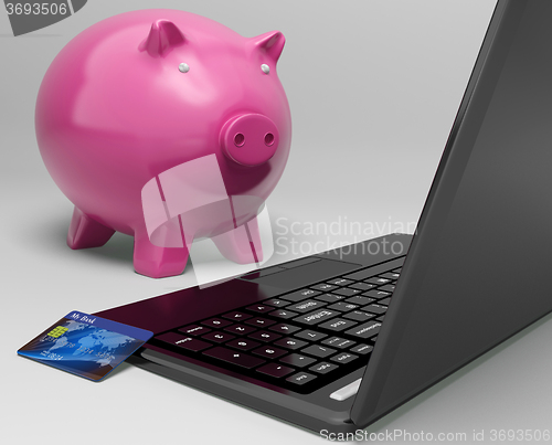 Image of Piggy At Computer Shows Investment Growth Banking