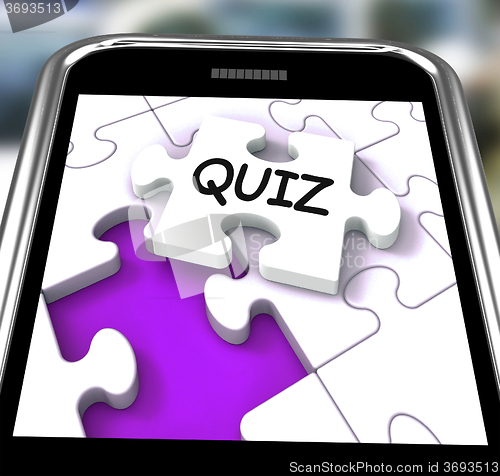 Image of Quiz Smartphone Means Online Exam Or Challenge Questions
