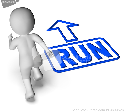 Image of Run And 3D Character Shows Urgent Running
