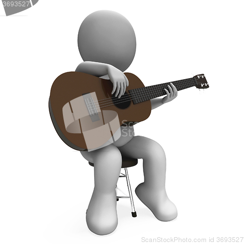 Image of Acoustic Guitar Character Shows Guitarist Music And Performance