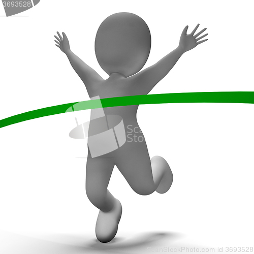 Image of Winner Of Race 3d Character Shows Victory