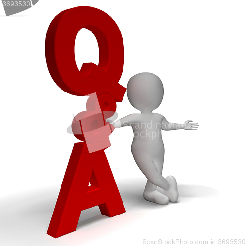 Image of Question and Answer Q&A Sign And 3d Character Is Symbol For Supp