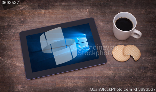 Image of HEERENVEEN, NETHERLANDS, June 6, 2015: Tablet computer with Wind