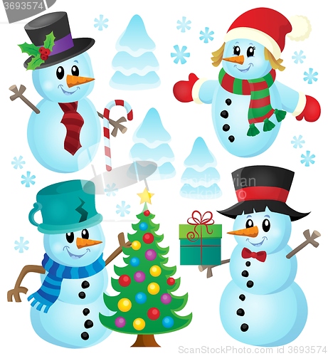 Image of Christmas snowmen theme collection 1