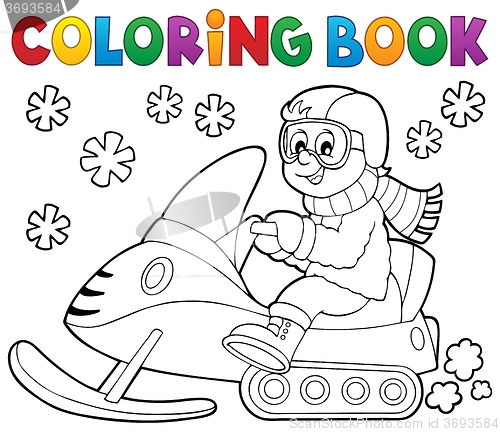 Image of Coloring book snowmobile theme 1