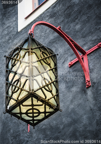 Image of Beautiful lantern on a wall of the house in Tallinn