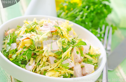 Image of salad with chicken and cheese