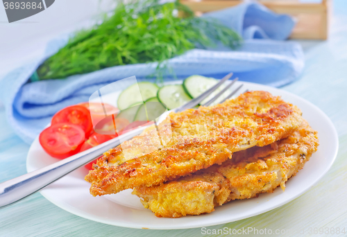 Image of fried chicken with vegetables