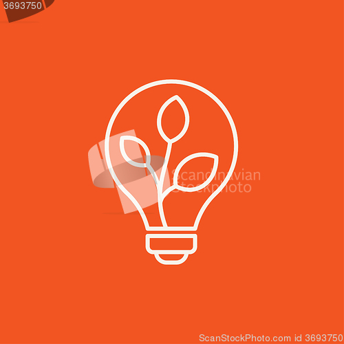 Image of Lightbulb and plant inside line icon.