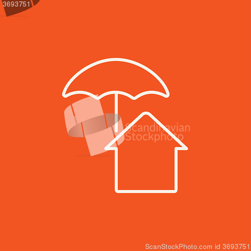 Image of House under umbrella line icon.