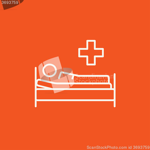 Image of Patient lying on bed line icon.