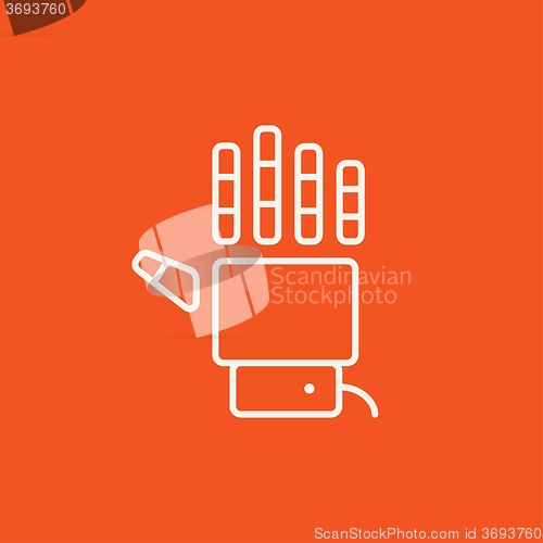 Image of Robot hand line icon.