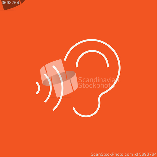 Image of Ear and sound waves line icon.
