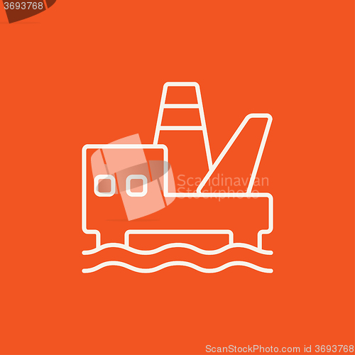 Image of Offshore oil platform line icon.