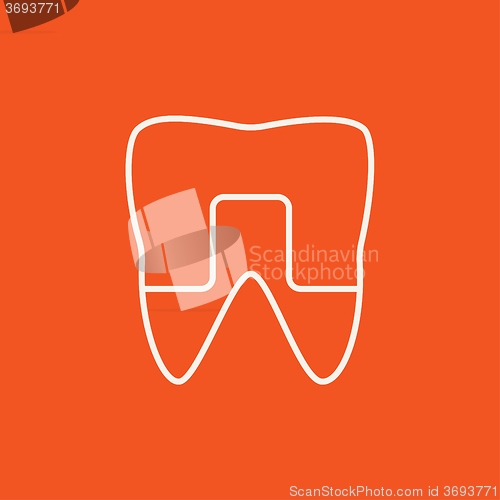 Image of Crowned tooth line icon.