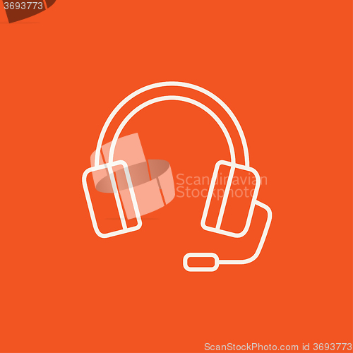 Image of Headphone with microphone line icon.