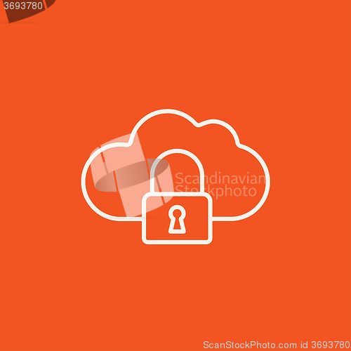 Image of Cloud computing security line icon.