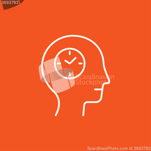 Image of Human head with clock line icon.