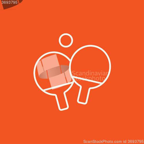 Image of Table tennis racket and ball line icon.