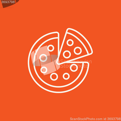 Image of Whole pizza with slice line icon.