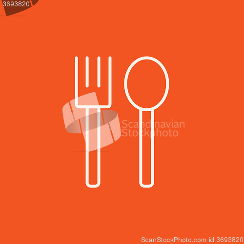 Image of Spoon and fork line icon.