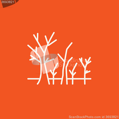 Image of Tree with bare branches line icon.