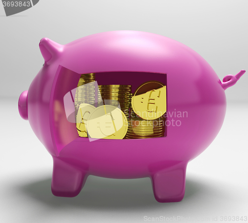 Image of Euros In Piggy Shows Wealth And Success