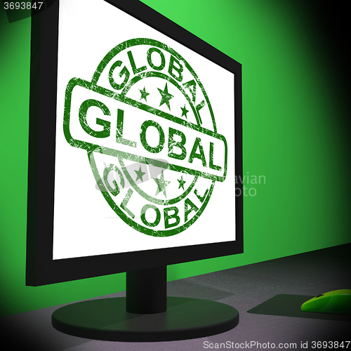 Image of Global Monitor Shows Worldwide International Globalization Conne