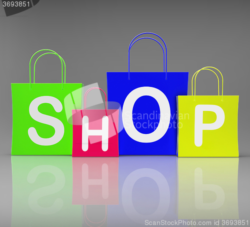 Image of Shop Bags Show Retail Shopping and Buying