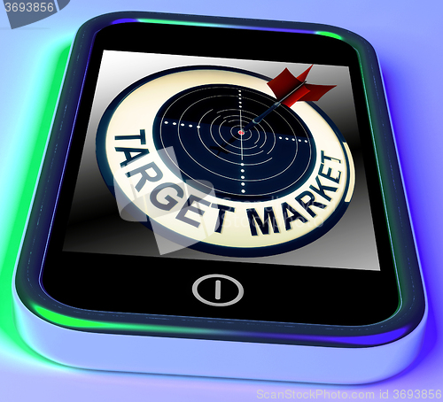 Image of Target Market On Smartphone Shows Targeted Customers